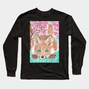 Cute baby fox  painting Long Sleeve T-Shirt